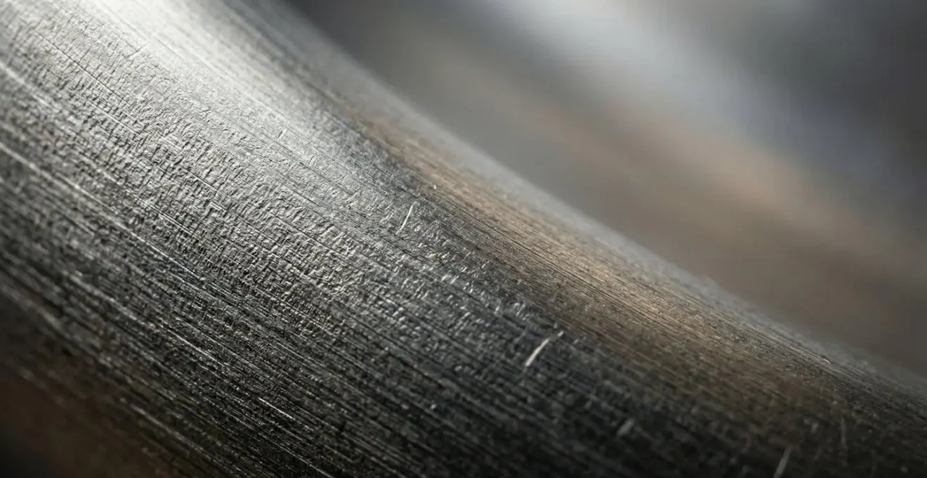 Détail macro d'une surface métallique avec reflets maîtrisés
