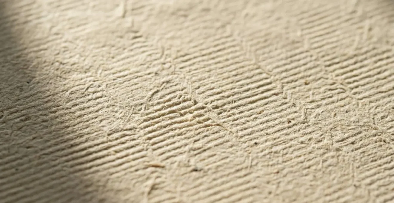 Gros plan macro sur la texture d'un papier vergé haut de gamme avec jeu d'ombre et lumière