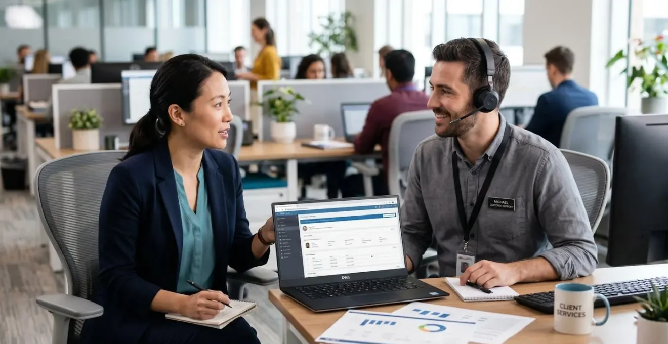 Représentation visuelle d'un dialogue professionnel entre client et service après-vente